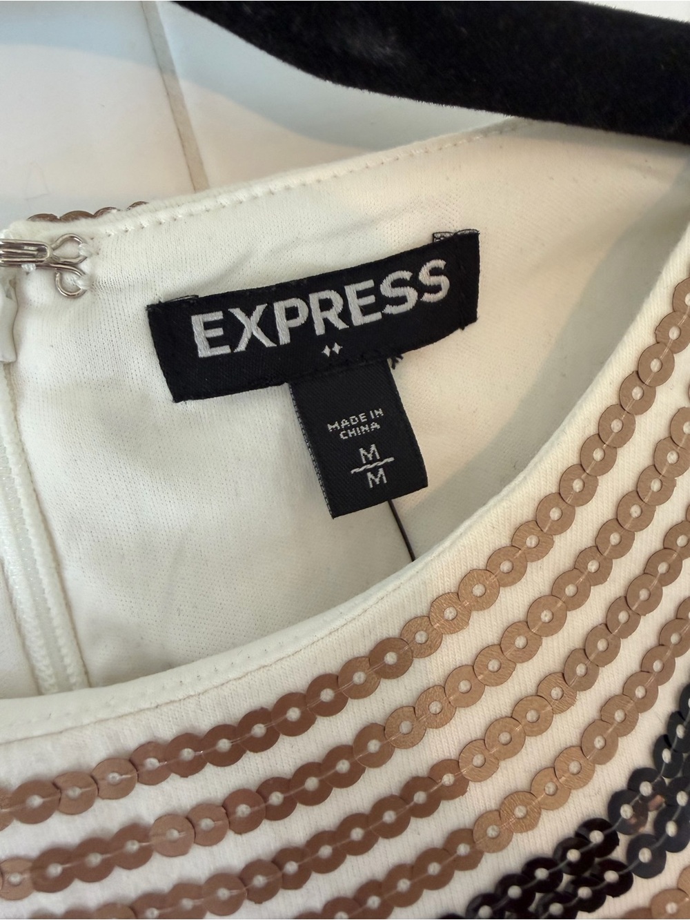 Express Ivory Dress with Sequin Design - Picture 2 of 9